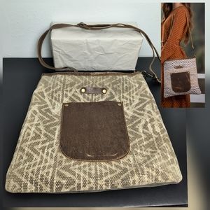 Myra Striped Canva Shoulder Bag Traveler's Beige/Brown Casual